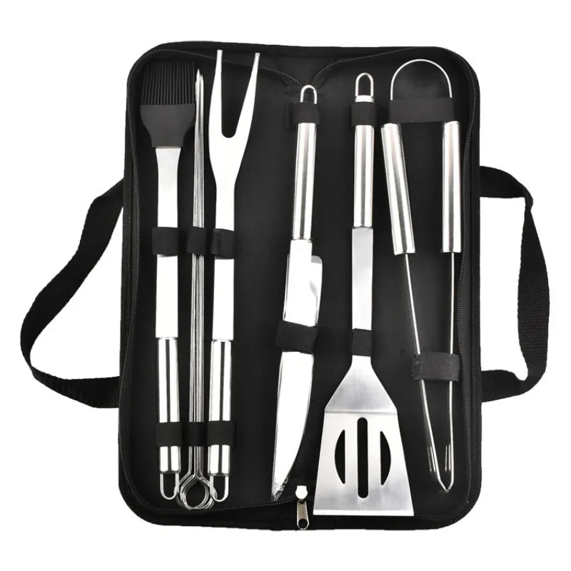 Grillbesteck-Set Edelstahl mit Tragetasche – 9-teilig