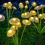 Solar mushroom light with 6 swinging lamp heads – set of 2