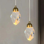 Crystal LED pendant light with faceted lampshade