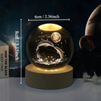 Crystal glass ball with 3D laser engraving & color-changing LED base