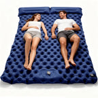 Double inflatable air mattress with pillow and built-in pump