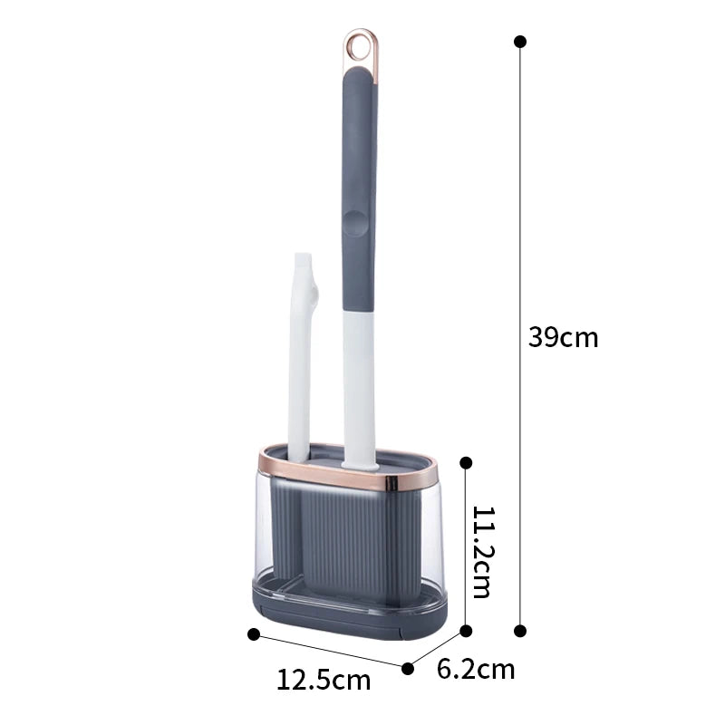 Silicone Toilet Brush Set with Wall Mount & Drain Cleaner