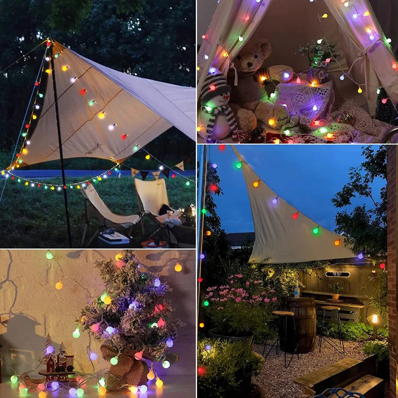 Solar-Lichterkette für Außen mit warmweißem und buntem Licht