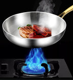 Edelstahl-Bratpfanne ohne Beschichtung für Gas und Induktion