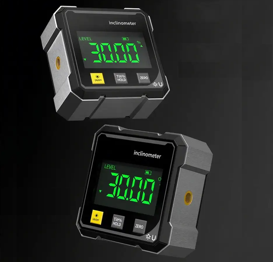 Digital angle gauge with laser and magnetic base
