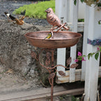Birdbath with decorative metal spike – Vintage copper look