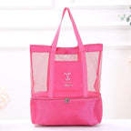2-in-1 beach bag with insulated cooler compartment