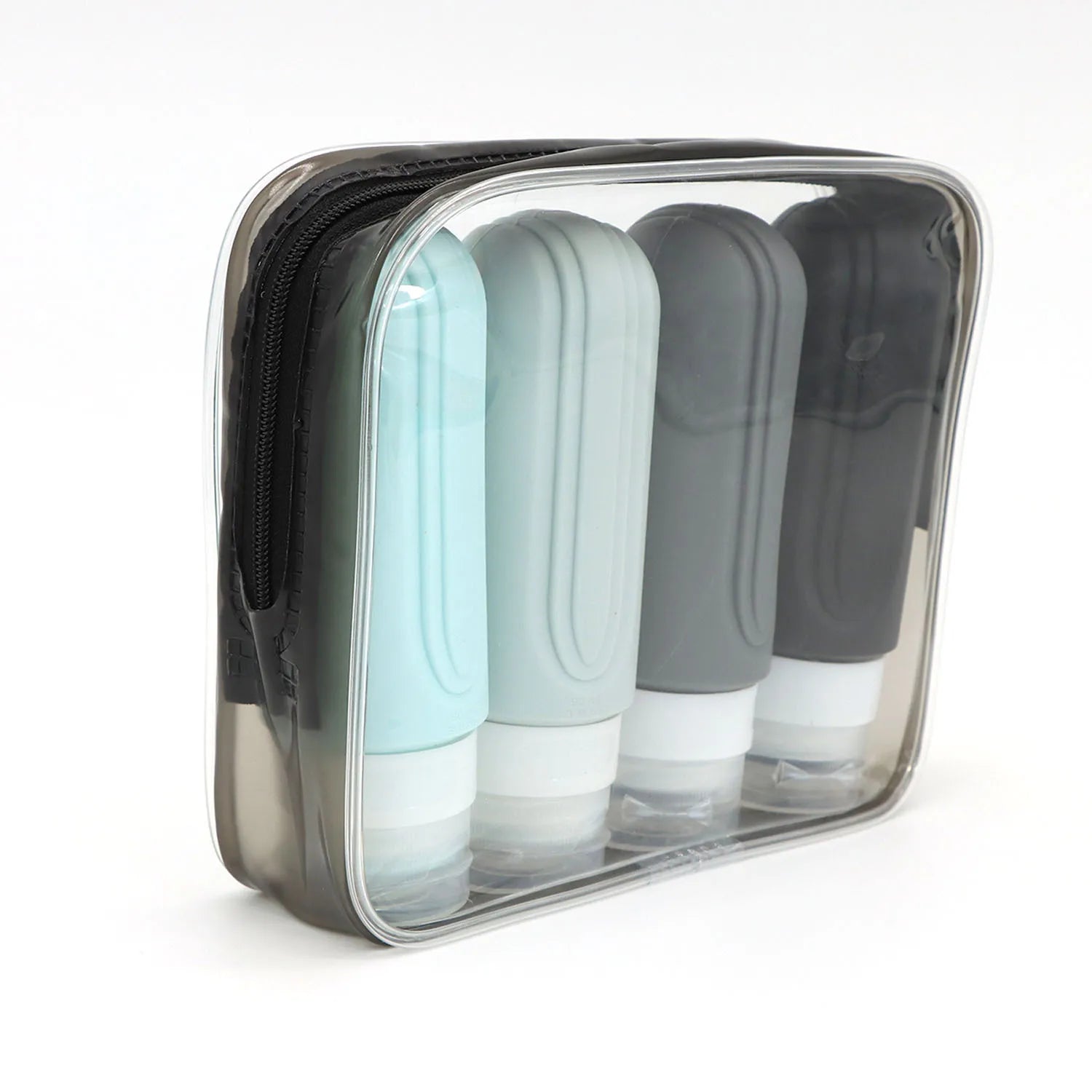 Reiseflaschen Set Silikon 90 ml mit Kulturbeutel