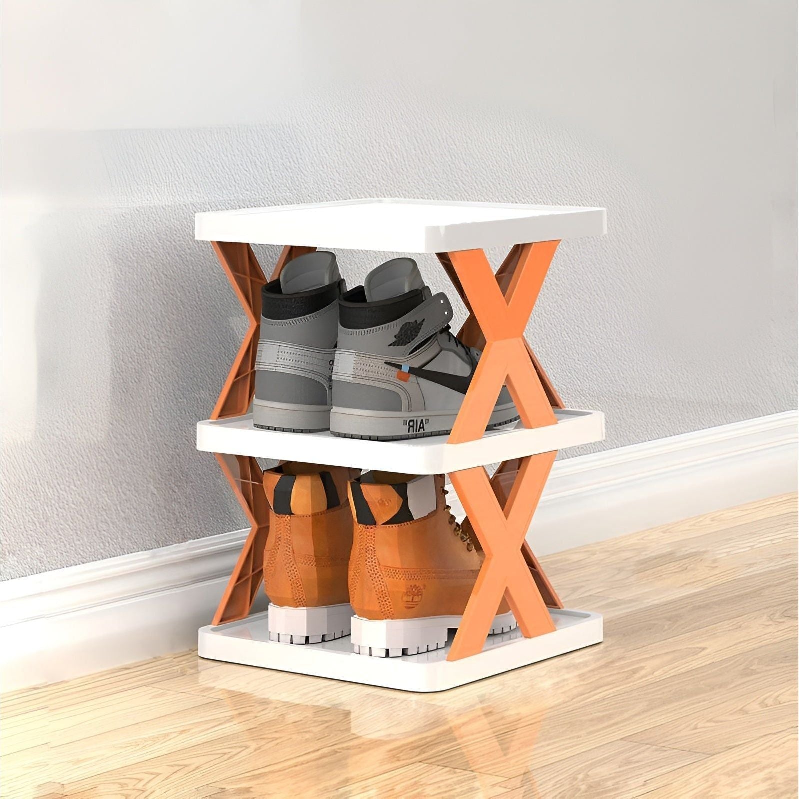 Foldable shoe rack with 3-7 tiers