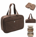 Travel toiletry bag with multiple compartments – Mocca Brown 28 cm