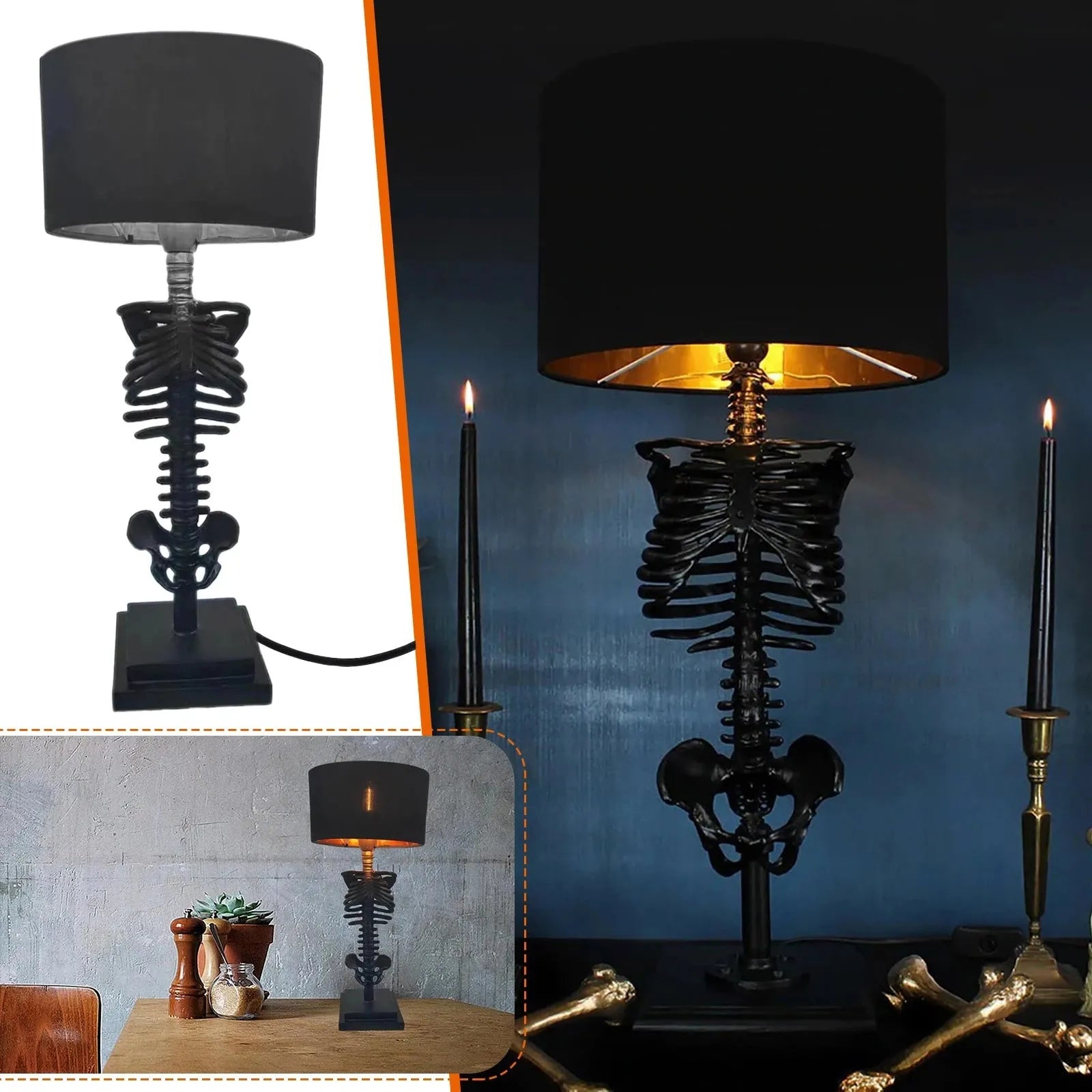 Gothic Skelett Tischlampe -   Mivoza Deutschland