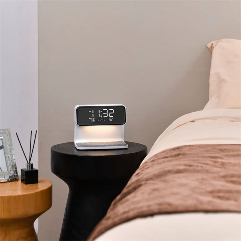 Bedside Lamp with Wireless Charging Station and Alarm Clock