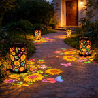 Solar-Gartenlaterne mit Blütenmuster-Lichtprojektion