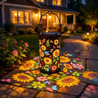 Solar-Gartenlaterne mit Blütenmuster-Lichtprojektion