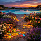 Solar garden lantern with flower pattern light projection