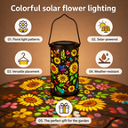 Solar-Gartenlaterne mit Blütenmuster-Lichtprojektion