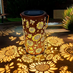 Solar garden lantern with flower pattern light projection