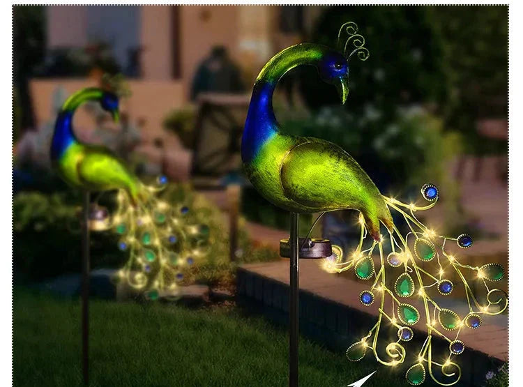 Solar-Gartenleuchte Eisen mit Pfau-Design – Wasserdicht & Automatisch