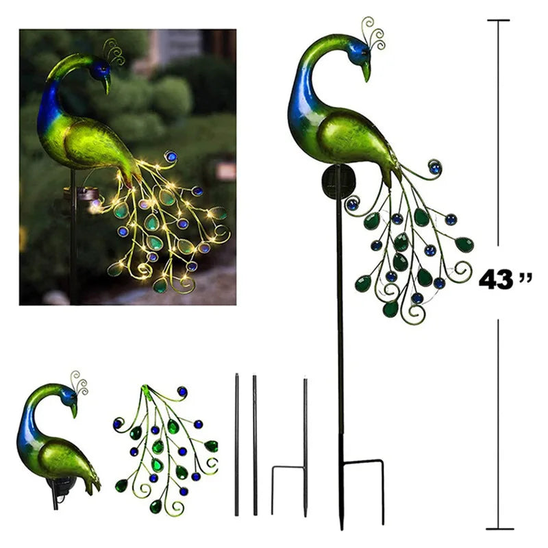 Solar garden light iron with peacock design – waterproof & automatic