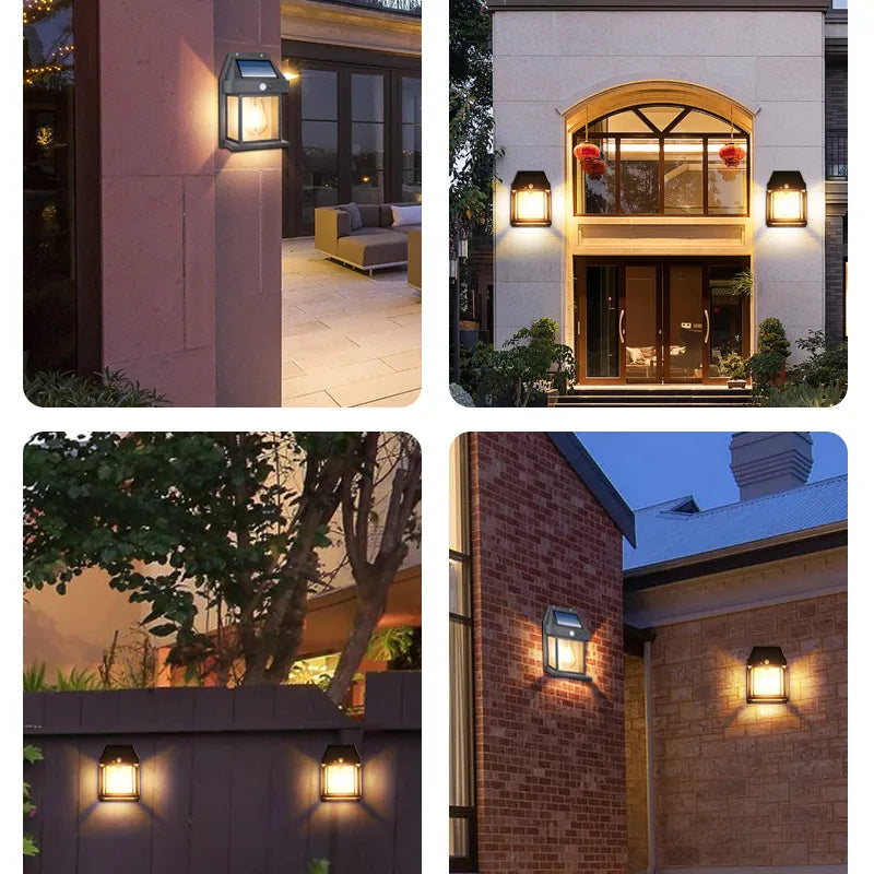 Solar Lantern Wall Light with Motion Sensor – Set of 2