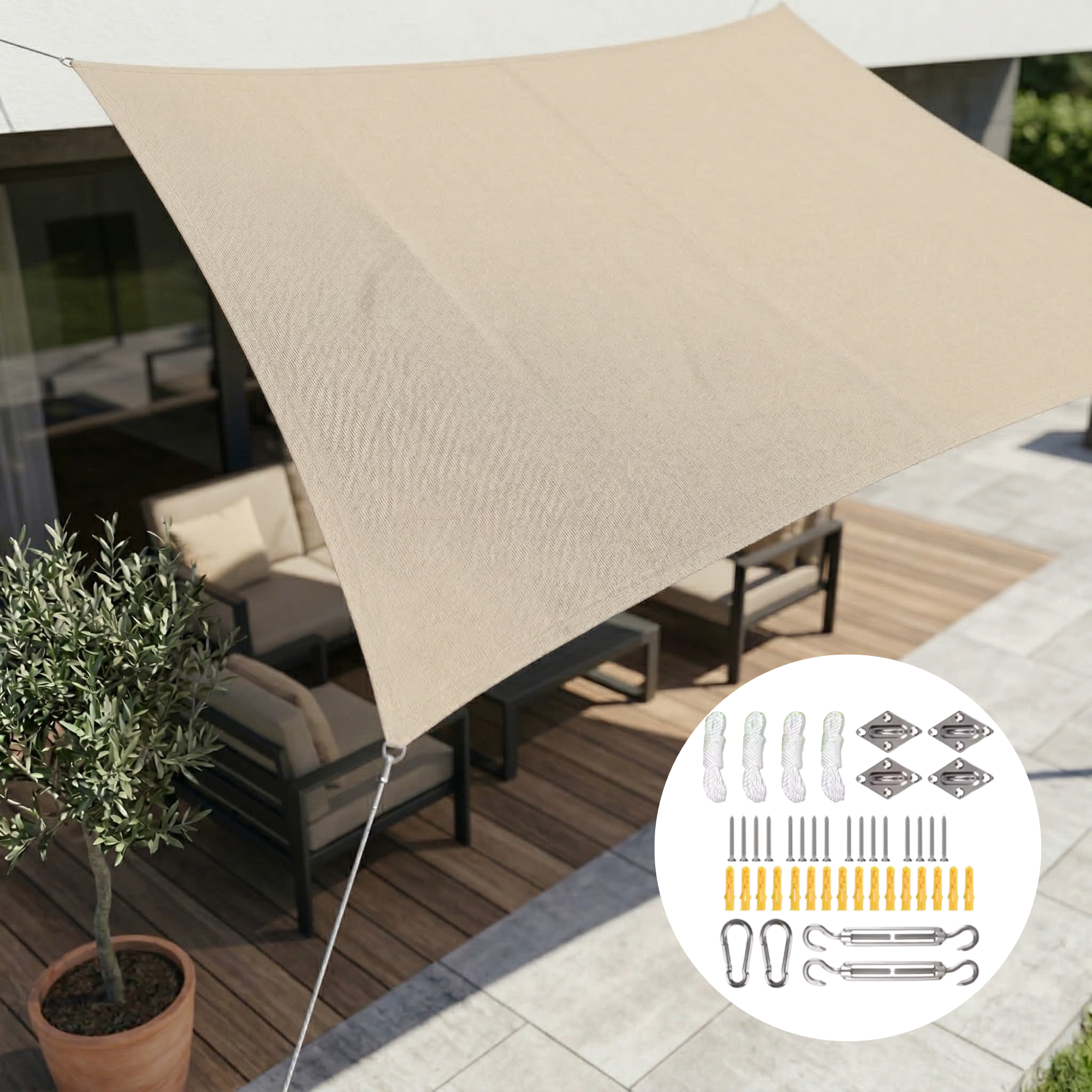 Rectangular waterproof sunshade sail with UV protection