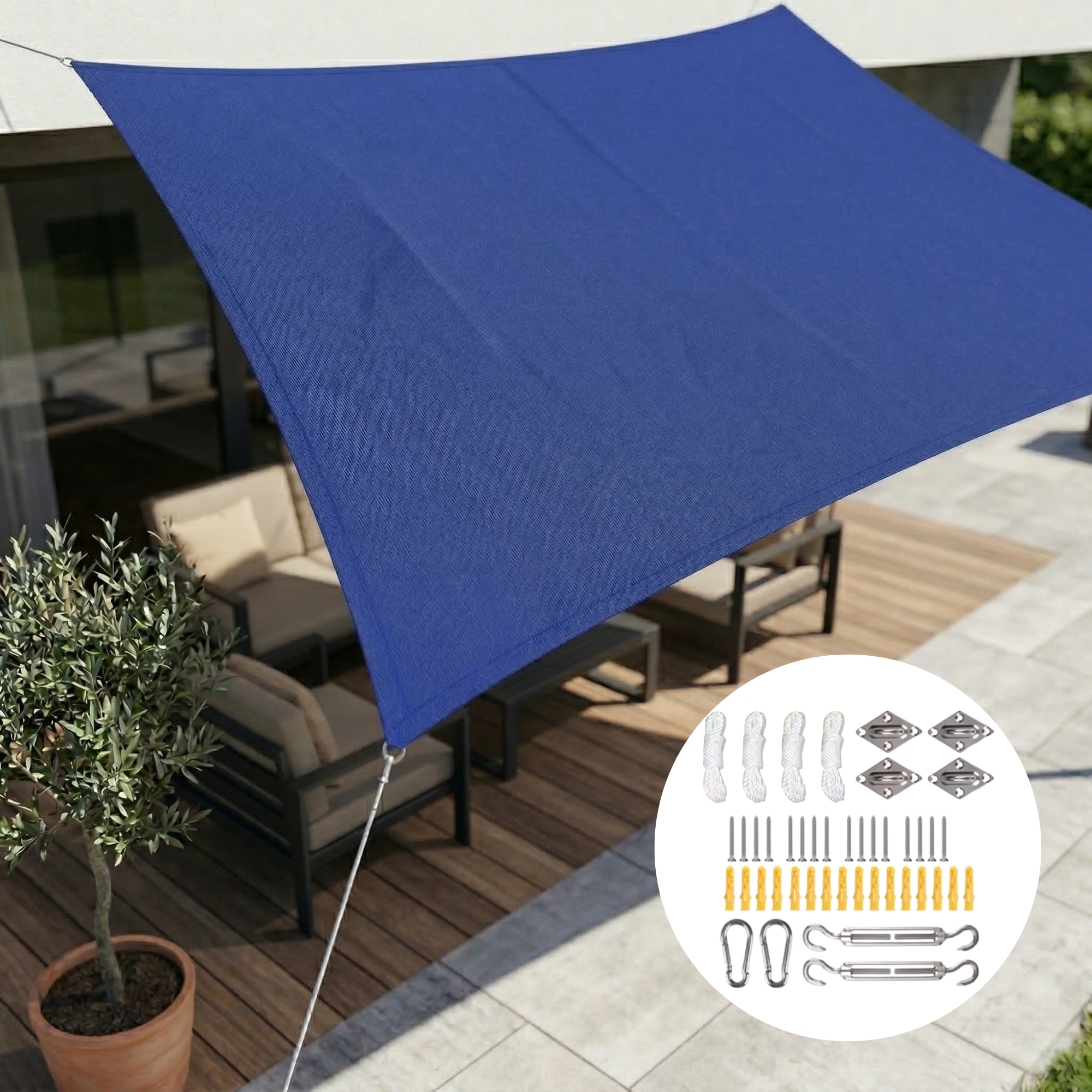 Rectangular waterproof sunshade sail with UV protection