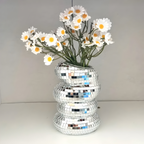Mirror Tile Vase with Spiral Design