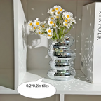 Mirror Tile Vase with Spiral Design
