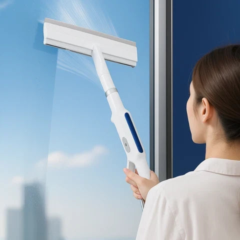 Fensterwischer mit Sprühfunktion und Doppelblatt
