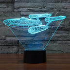 3D LED Lamp Star Trek Enterprise with Optical Illusion