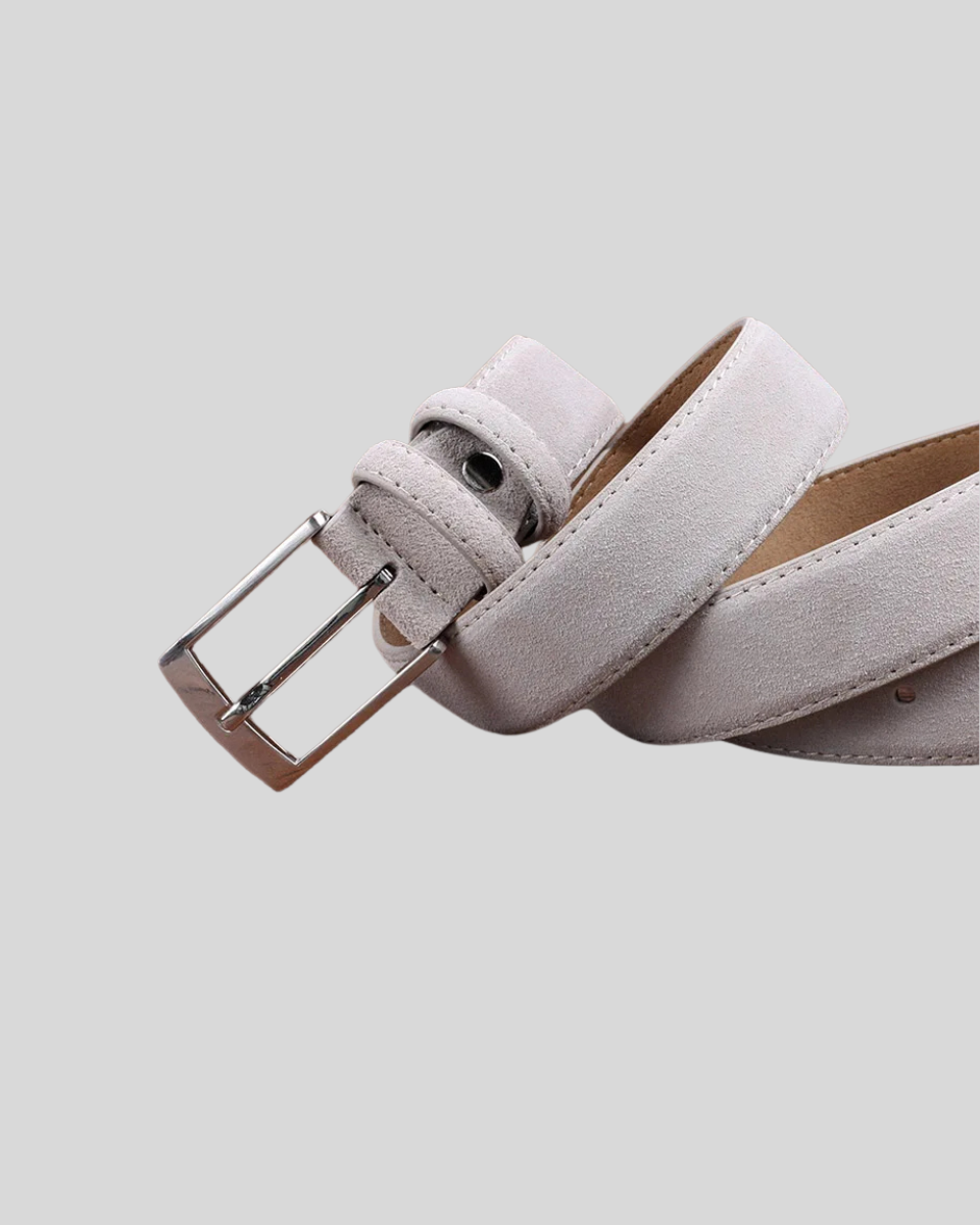 Suede belt in elegant gray