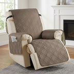 Sesselschoner für Relaxsessel mit 2 Seitentaschen, waschbar – 232 × 63 cm