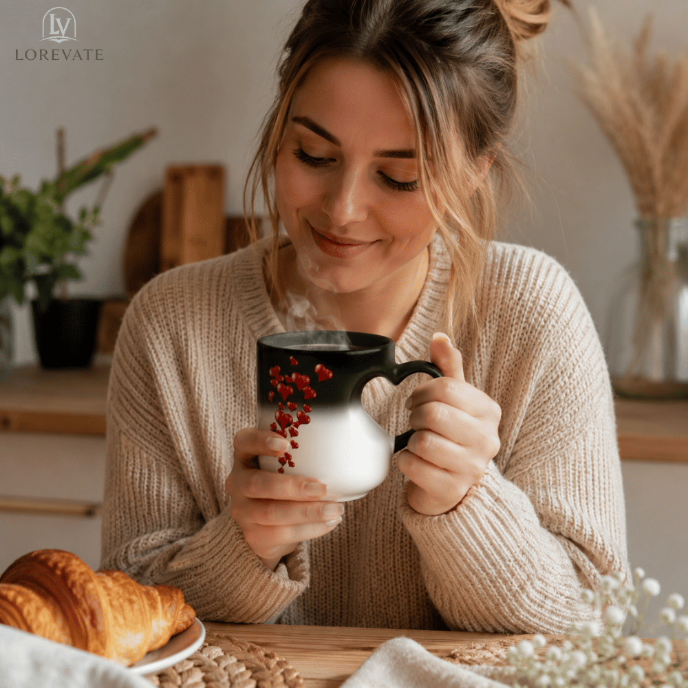 Thermoactive Ceramic Mug Heart Design – Color Change with Heat