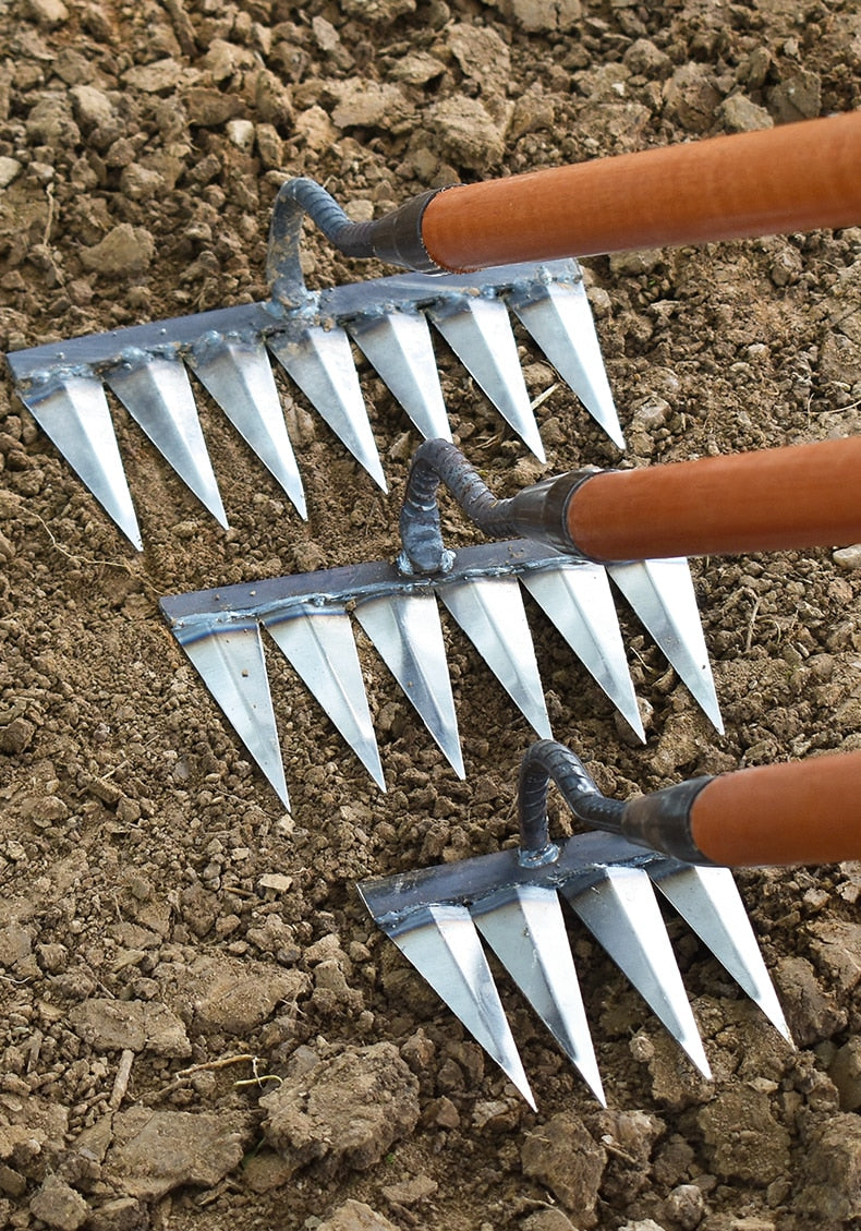 Gartenharke aus Kohlenstoffstahl – wählbar mit 4 bis 7 Zähnen
