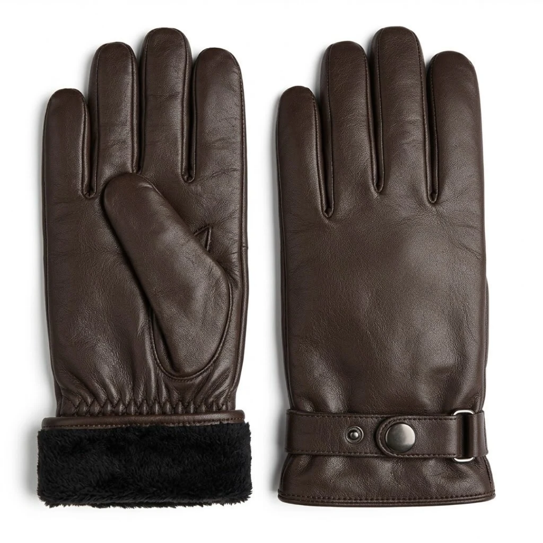Touchscreen-Lederhandschuhe aus Schafsleder mit Fleecefutter