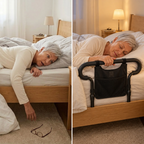 Bed rail assist handle with storage pouch, height-adjustable, up to 136 kg