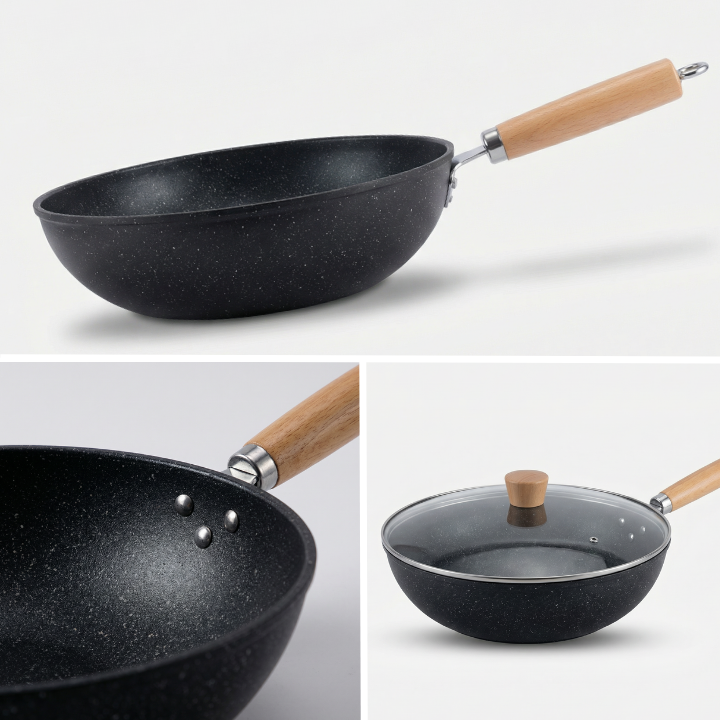 Wok mit Keramik-Antihaftbeschichtung und Glasdeckel