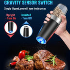 Electric Pepper & Salt Grinder Set with 2 Pieces – Rechargeable with LED Light
