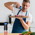 Electric Pepper & Salt Grinder Set with 2 Pieces – Rechargeable with LED Light