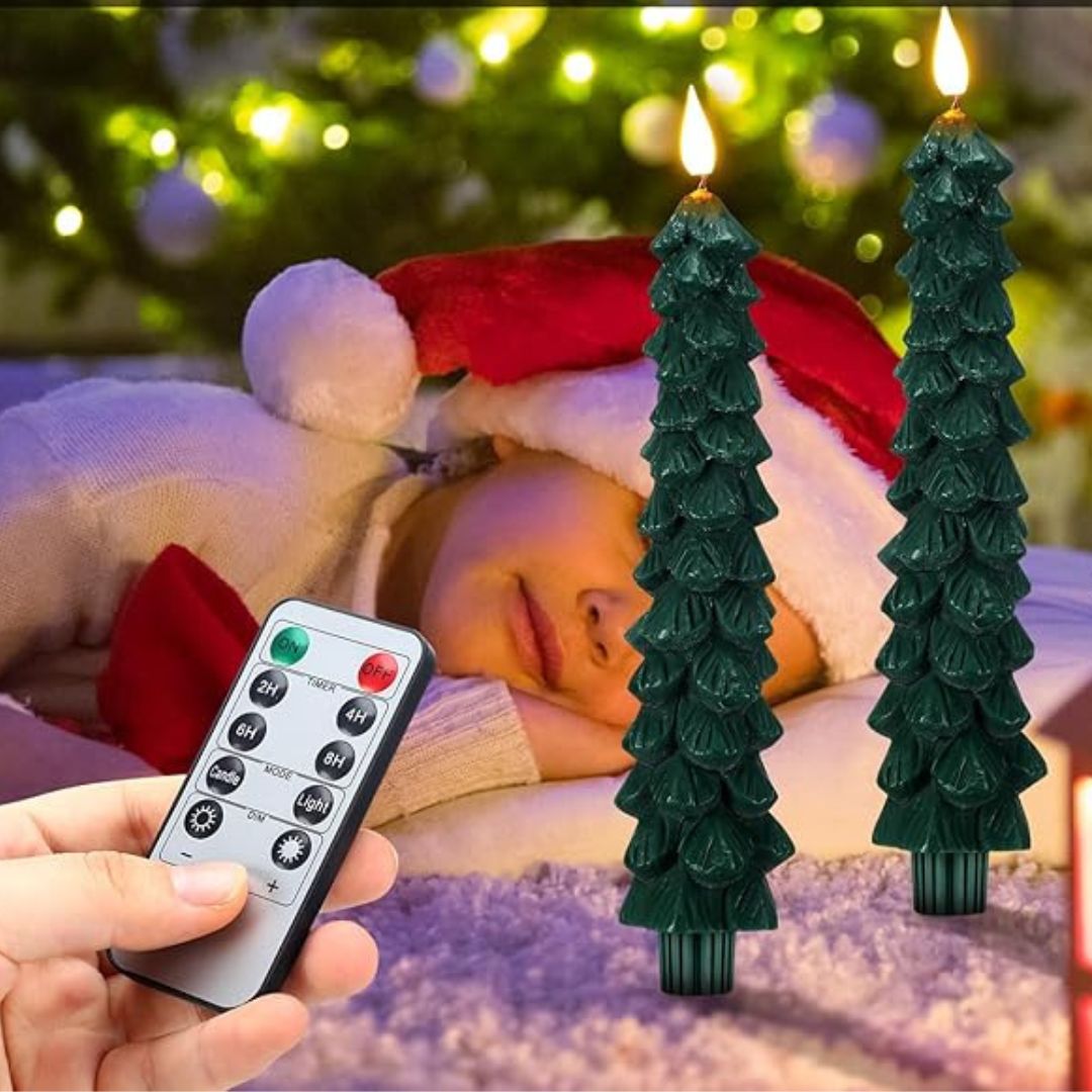 LED-Weihnachtsbaum-Kerze mit Flammeneffekt und Fernbedienung