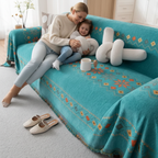 Sofaüberwurf Chenille mit Fransen – Wendbar, geometrisches Muster