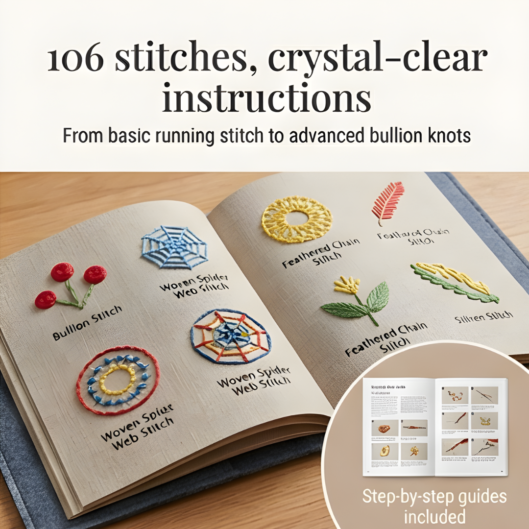 Stickbuch-Set – 106 Stiche Schritt für Schritt erlernen