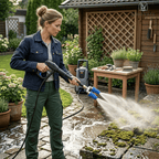 High-pressure nozzle with double turbo for intensive cleaning