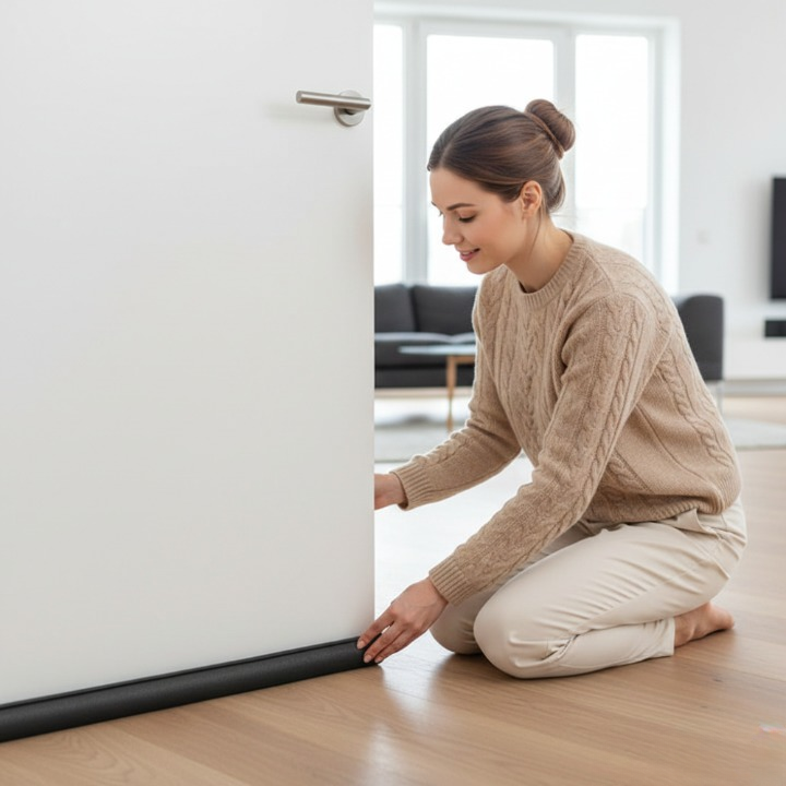 Door seal against drafts with double protection