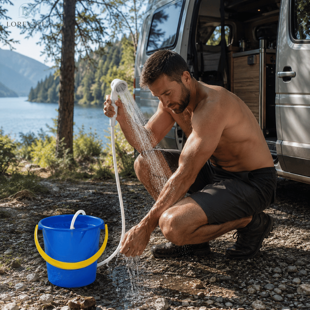 Portable outdoor shower with battery – 2 spray modes, 5000 mAh