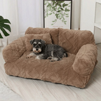 Plush Pet Sofa with Raised Edge and Cushion – 4 Colors