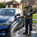 High-pressure nozzle with double turbo for intensive cleaning