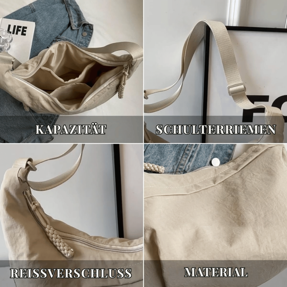 Leichte Nylon-Umhängetasche mit Fächeraufteilung