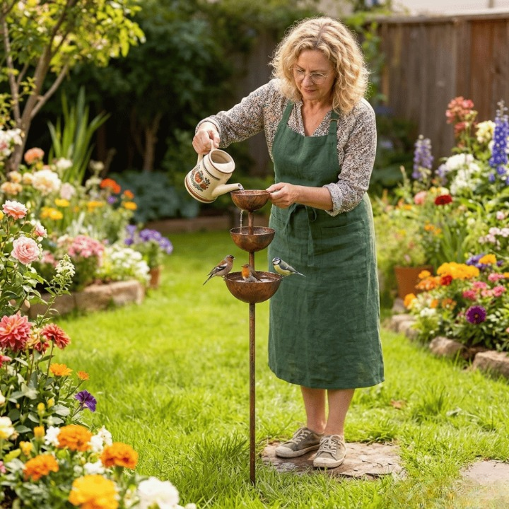3-tier bird feeder station made of iron – stable with ground spike