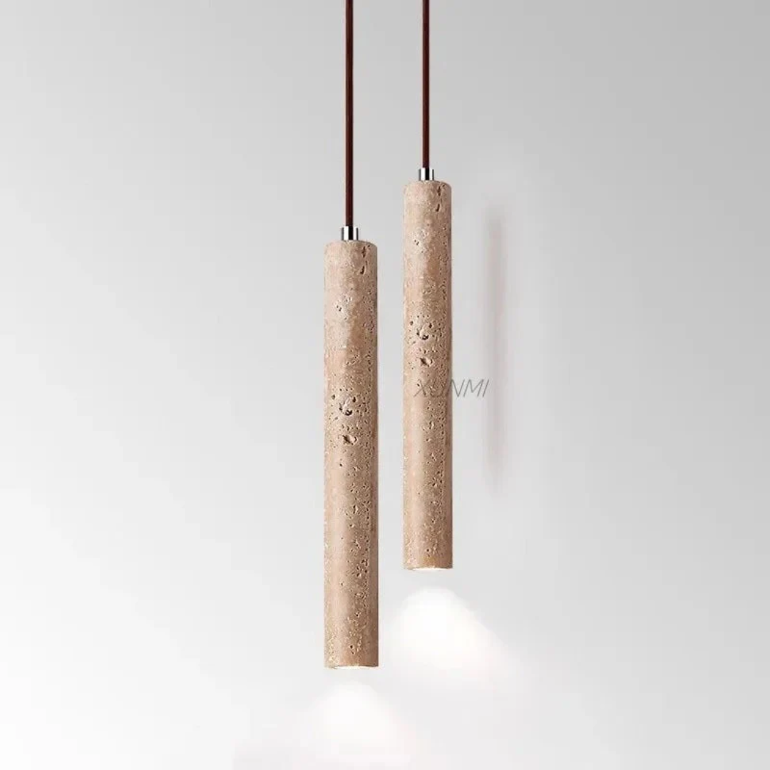 Travertine LED Pendant Light – Minimalist Wabi-Sabi Style, Warm White